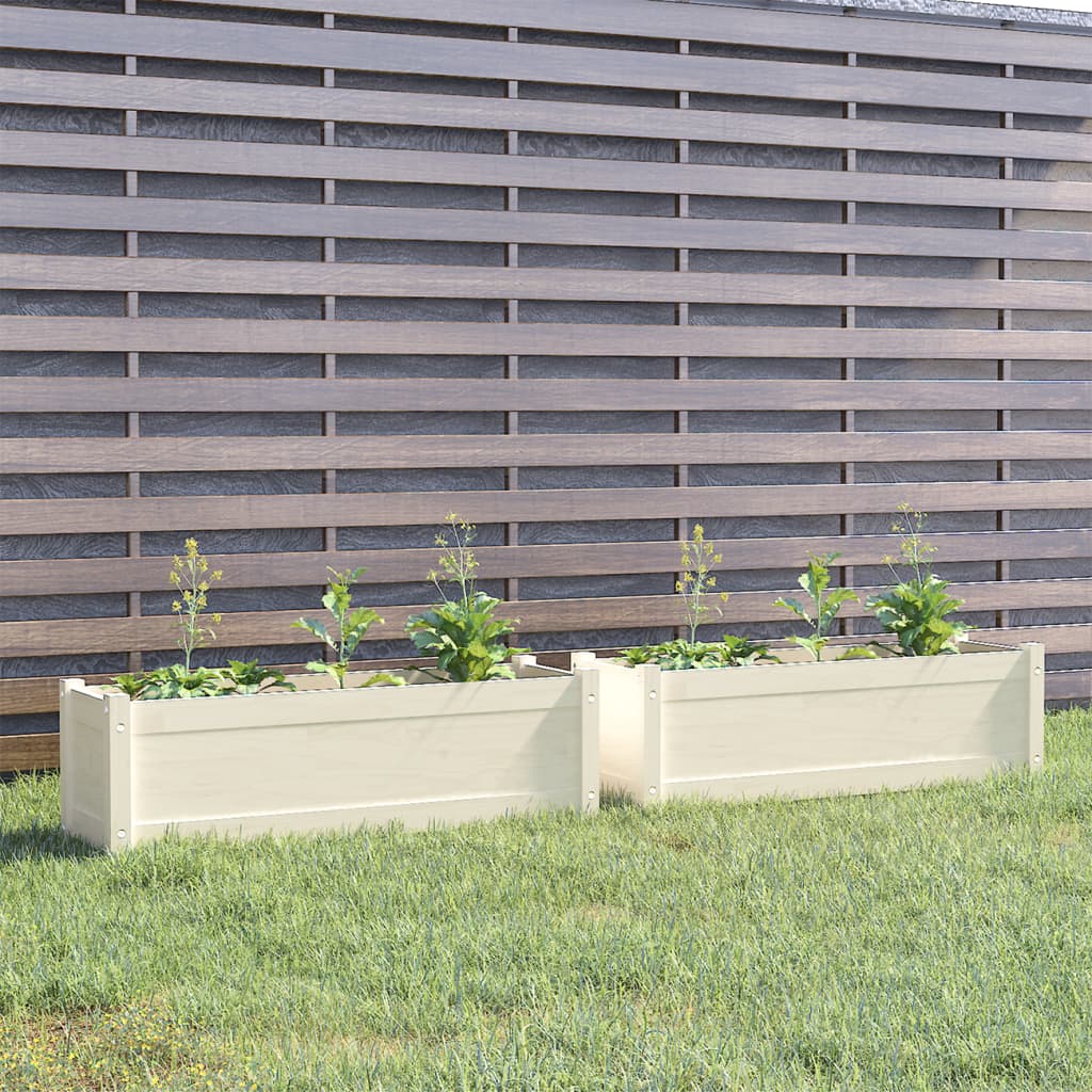 Plantenbakken 2 St 100X31X31 Cm Massief Grenenhout Wit