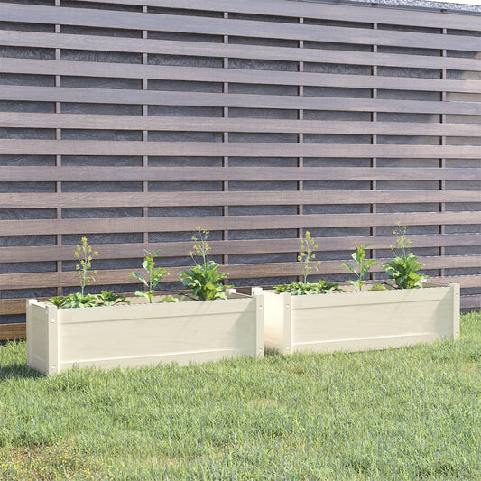 Plantenbakken 2 St 100X31X31 Cm Massief Grenenhout Wit