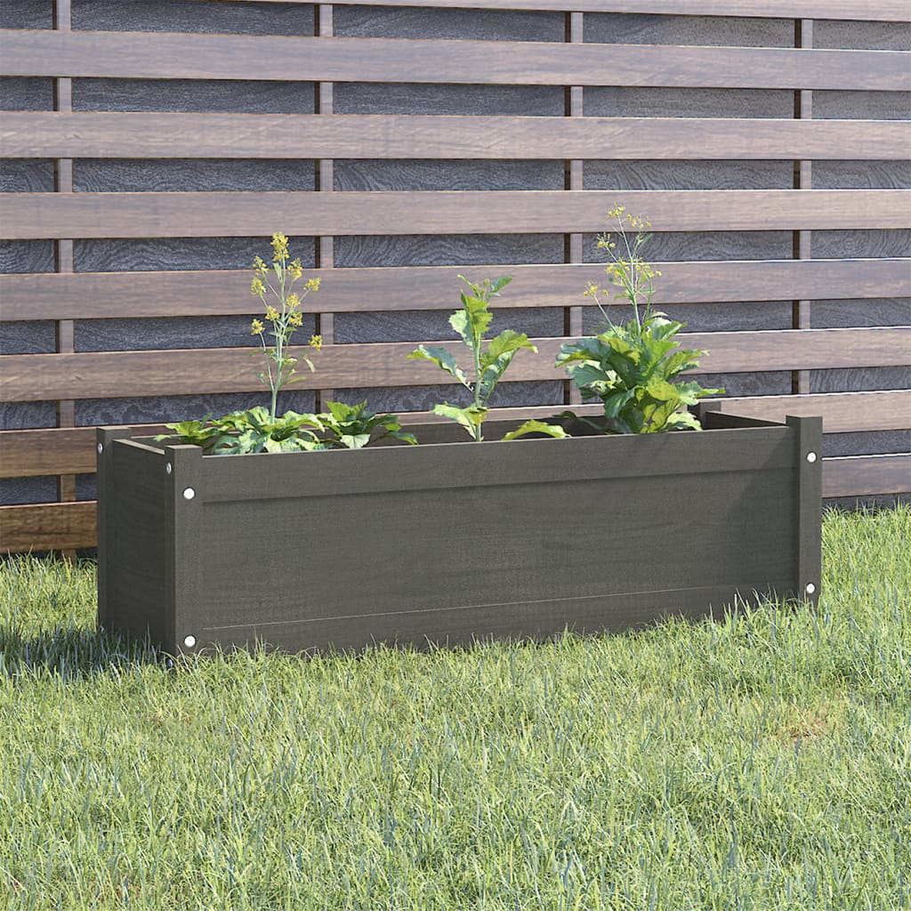 Plantenbak 100X31X31 Cm Massief Grenenhout Grijs