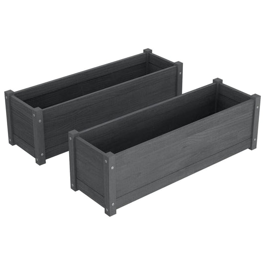 Plantenbakken 2 St 100X31X31 Cm Massief Grenenhout Grijs