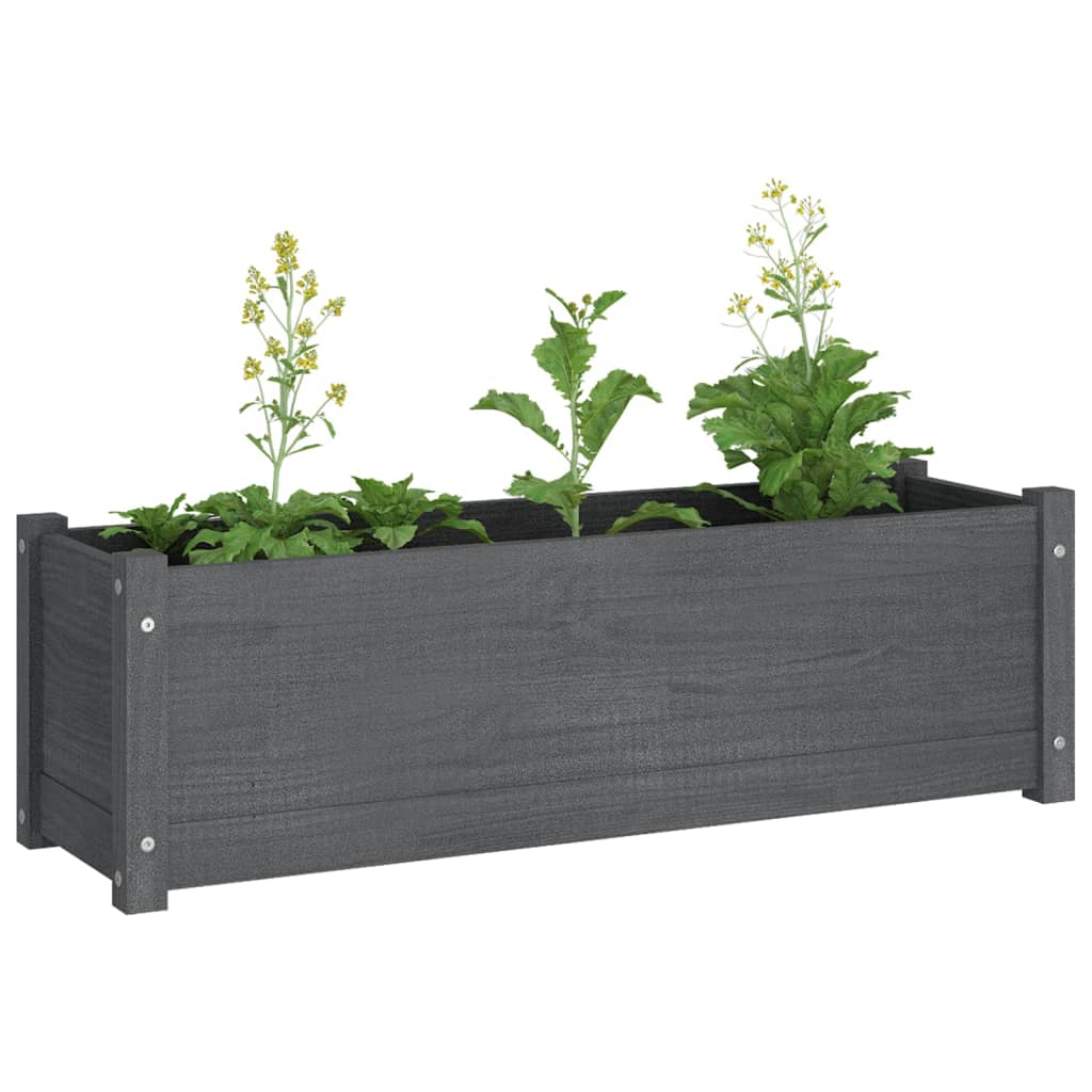 Plantenbakken 2 St 100X31X31 Cm Massief Grenenhout Grijs