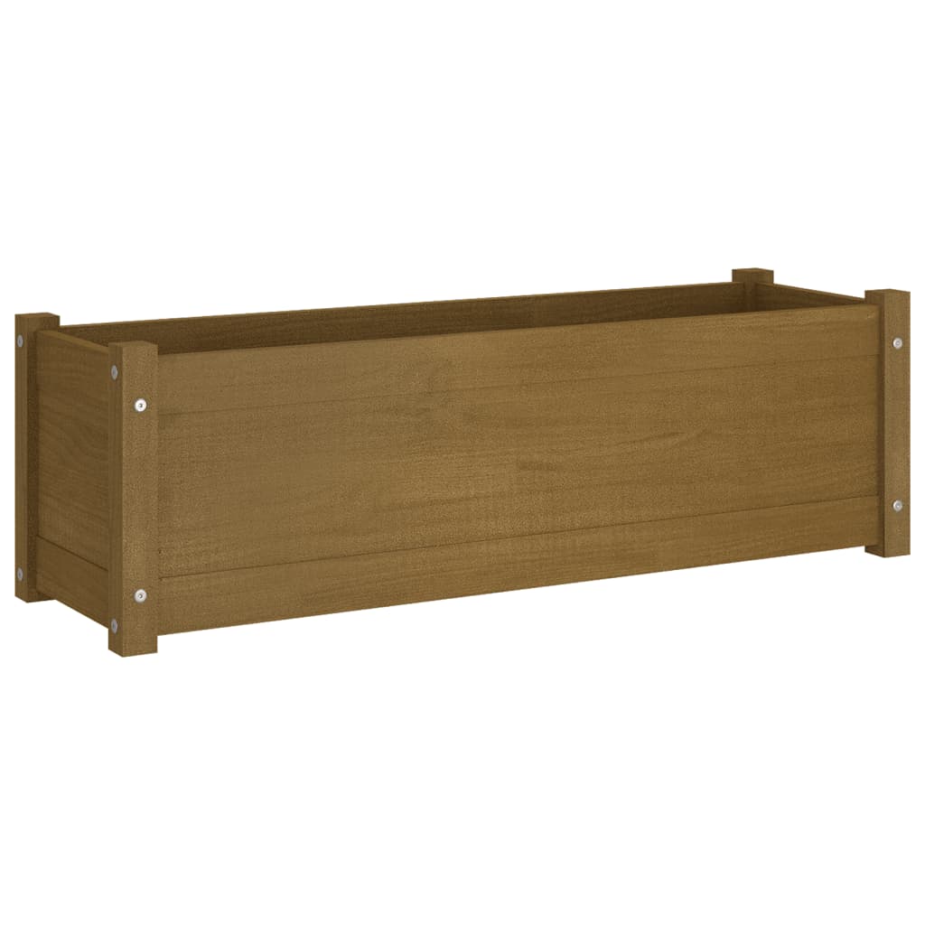 Plantenbakken 2 St 100X31X31 Cm Massief Grenenhout Honingbruin