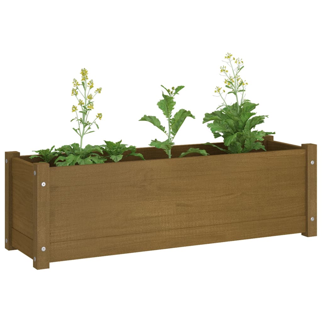 Plantenbakken 2 St 100X31X31 Cm Massief Grenenhout Honingbruin