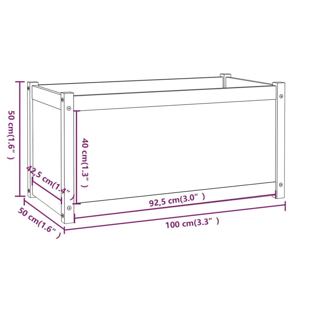 Plantenbak 100X50X50 Cm Massief Grenenhout