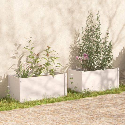 Plantenbakken 2 St 100X50X50 Cm Massief Grenenhout Wit