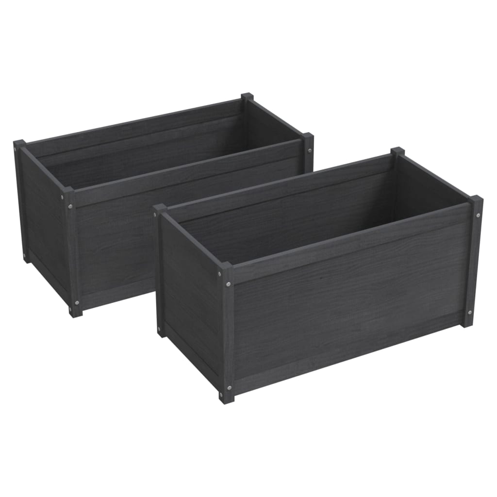 Plantenbakken 2 St 100X50X50 Cm Massief Grenenhout Grijs
