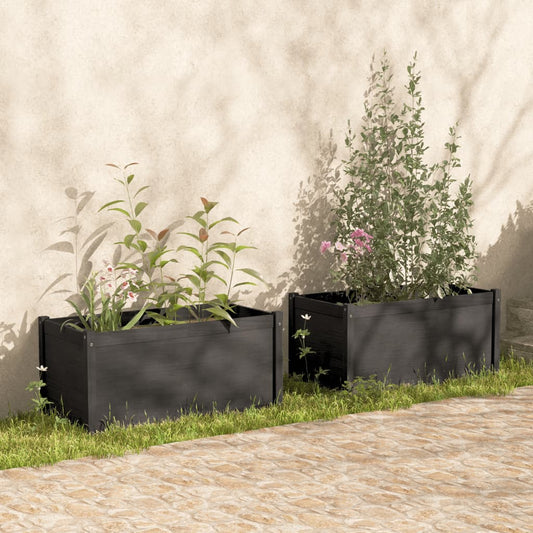 Plantenbakken 2 St 100X50X50 Cm Massief Grenenhout Grijs
