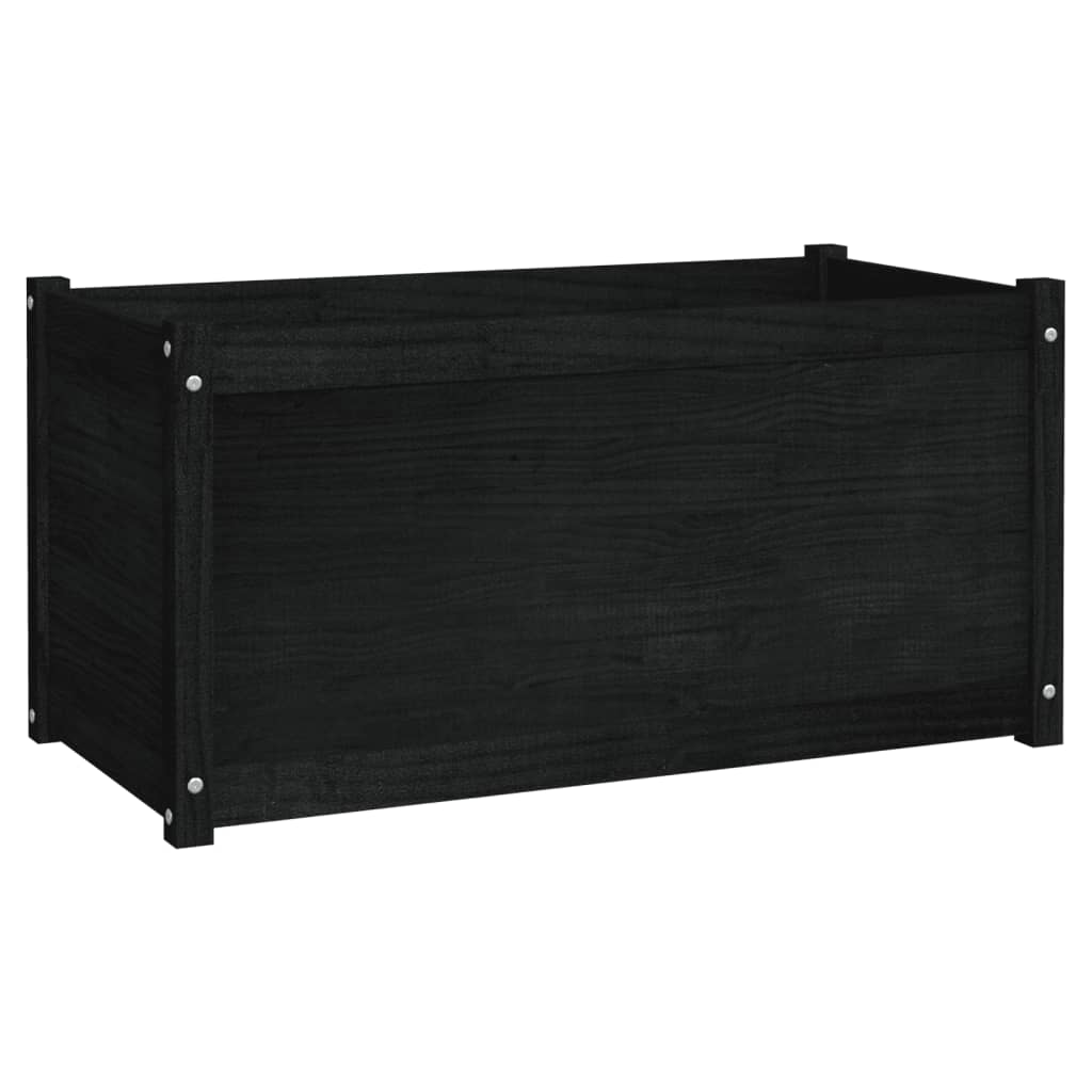 Plantenbak 100X50X50 Cm Massief Grenenhout Zwart