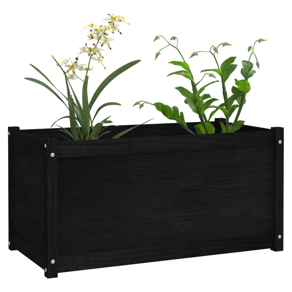 Plantenbak 100X50X50 Cm Massief Grenenhout Zwart
