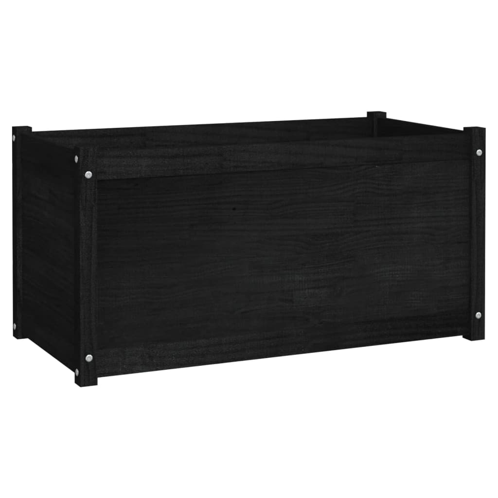 Plantenbakken 2 St 100X50X50 Cm Massief Grenenhout Zwart