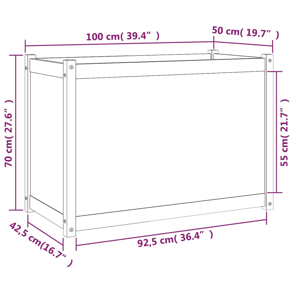 Plantenbak 100X50X70 Cm Massief Grenenhout
