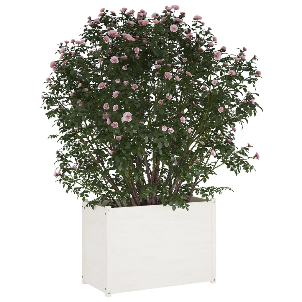 Plantenbak 100X50X70 Cm Massief Grenenhout Wit