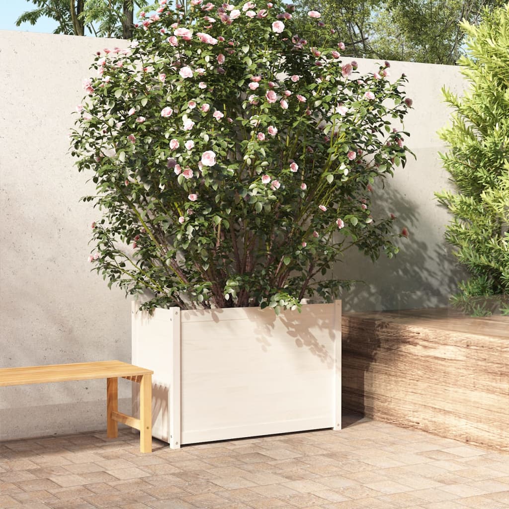 Plantenbak 100X50X70 Cm Massief Grenenhout Wit