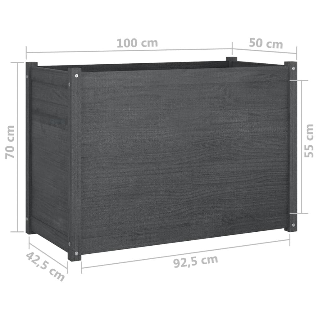 Plantenbak 100X50X70 Cm Massief Grenenhout Grijs