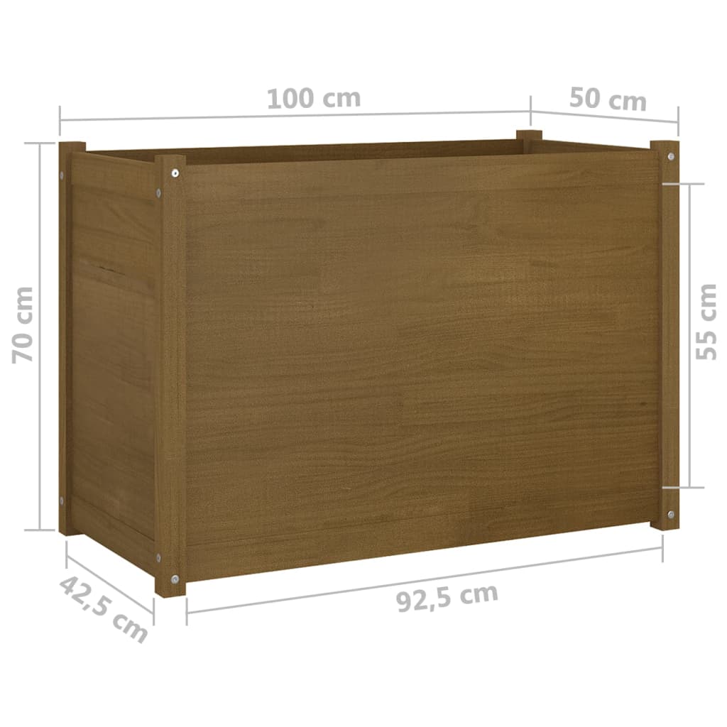 Plantenbak 100X50X70 Cm Massief Grenenhout Honingbruin
