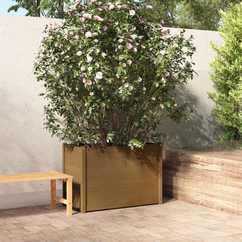 Plantenbak 100X50X70 Cm Massief Grenenhout Honingbruin