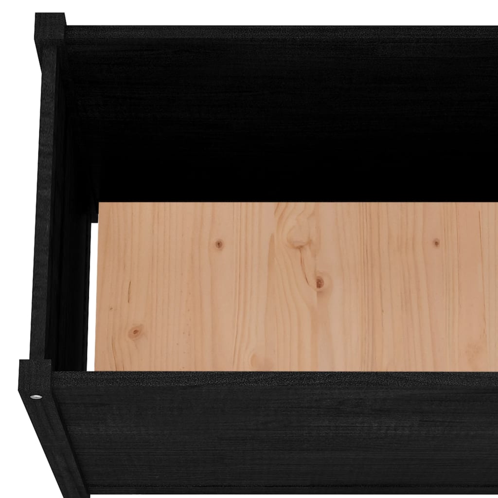 Plantenbak 100X50X70 Cm Massief Grenenhout Zwart