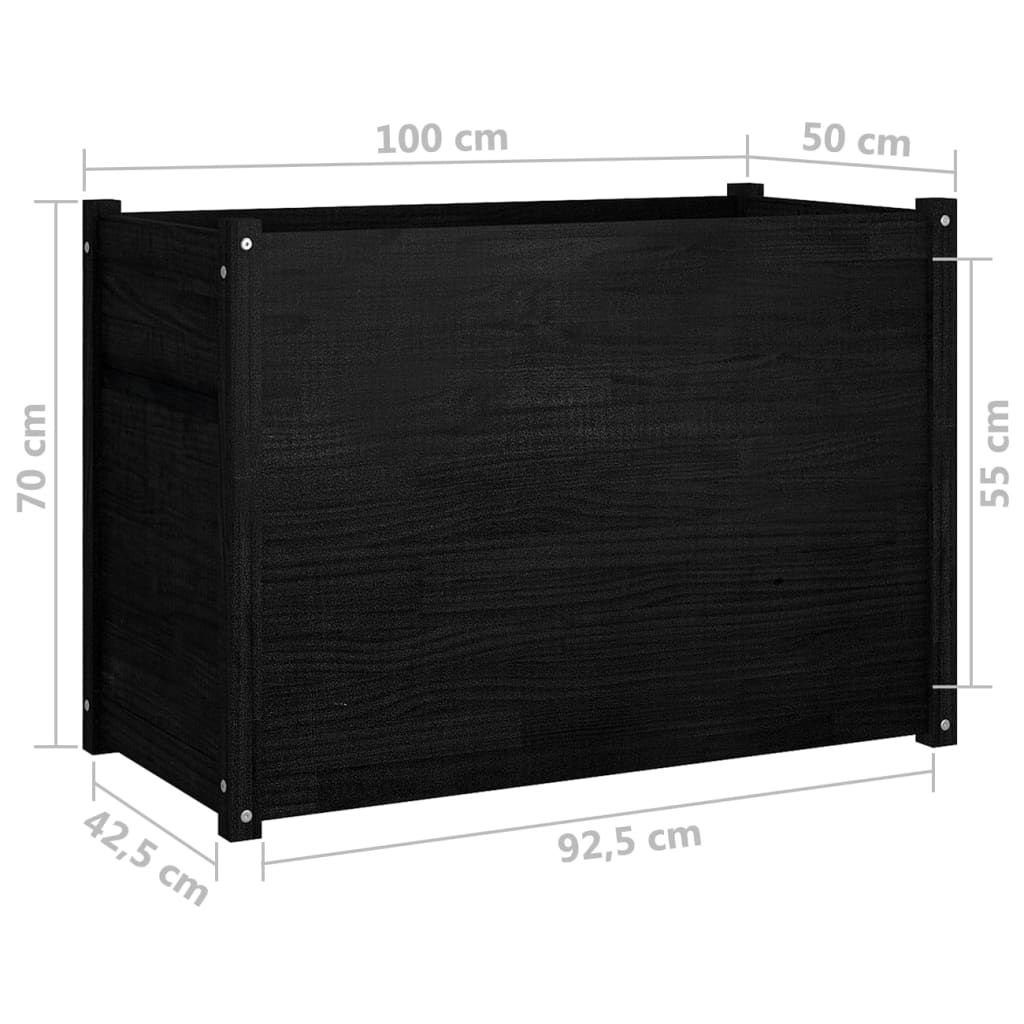 Plantenbak 100X50X70 Cm Massief Grenenhout Zwart