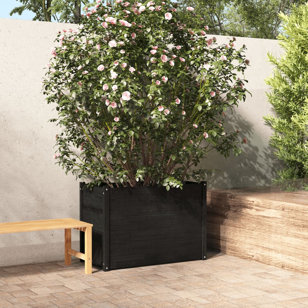 Plantenbak 100X50X70 Cm Massief Grenenhout Zwart