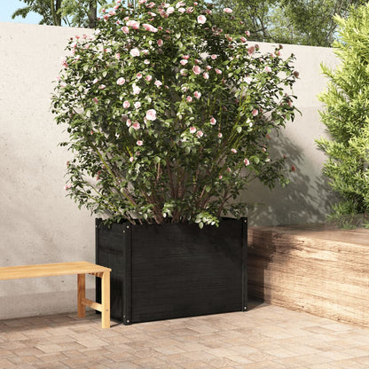 Plantenbak 100X50X70 Cm Massief Grenenhout Zwart