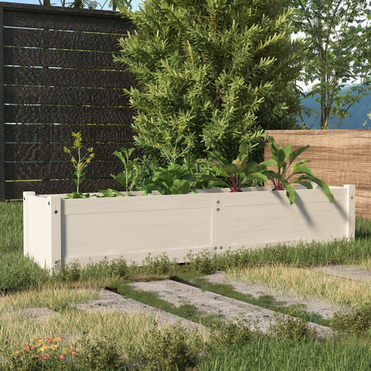 Plantenbak Verhoogd 150X31X31 Cm Massief Grenenhout Wit