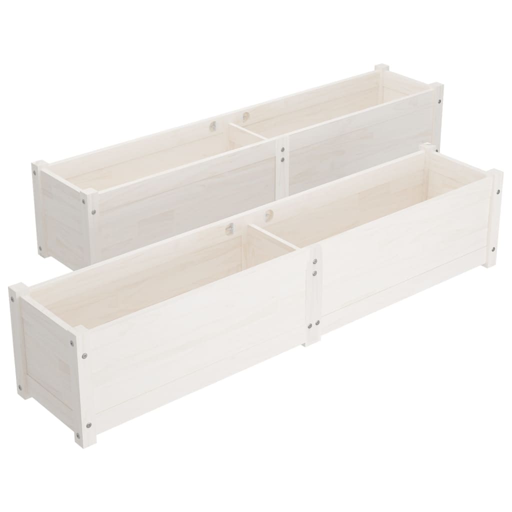 Plantenbakken Verhoogd 2 St 150X31X31 Cm Massief Grenenhout Wit