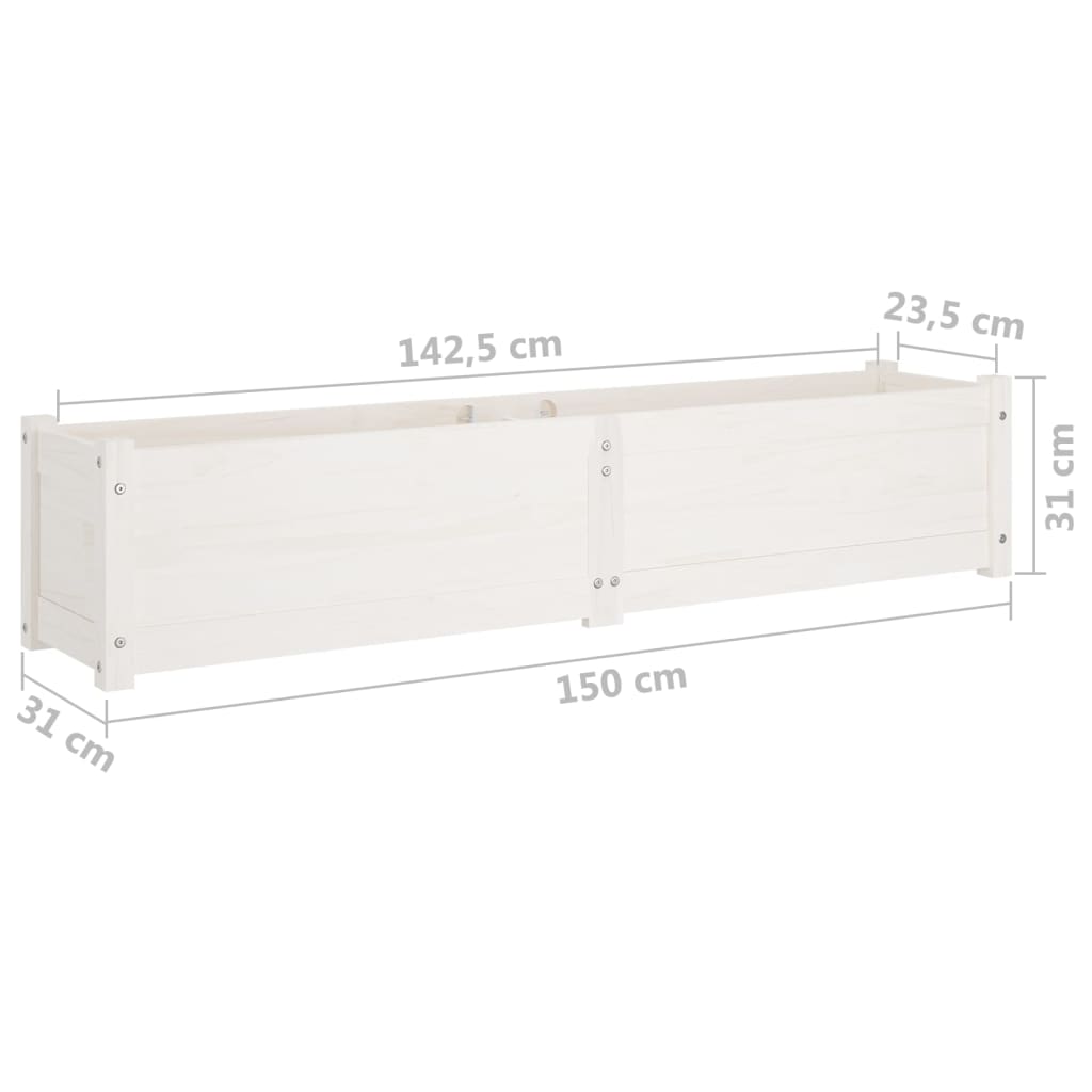Plantenbakken Verhoogd 2 St 150X31X31 Cm Massief Grenenhout Wit