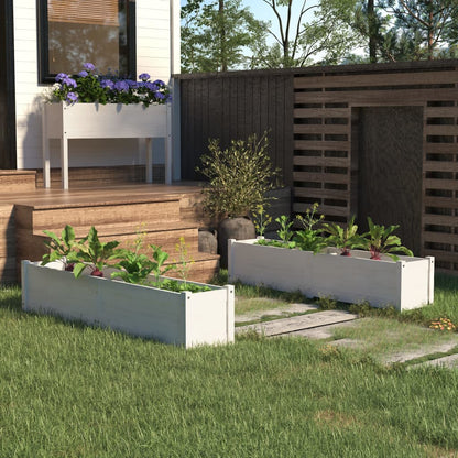 Plantenbakken Verhoogd 2 St 150X31X31 Cm Massief Grenenhout Wit