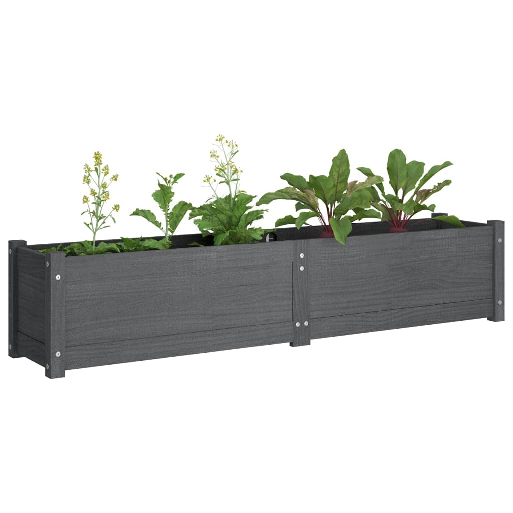 Plantenbak Verhoogd 150X31X31 Cm Massief Grenenhout Grijs