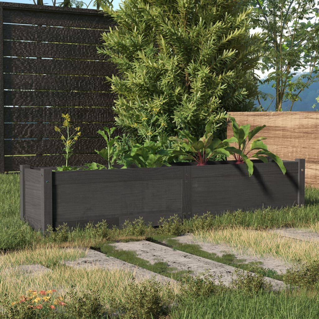 Plantenbak Verhoogd 150X31X31 Cm Massief Grenenhout Grijs