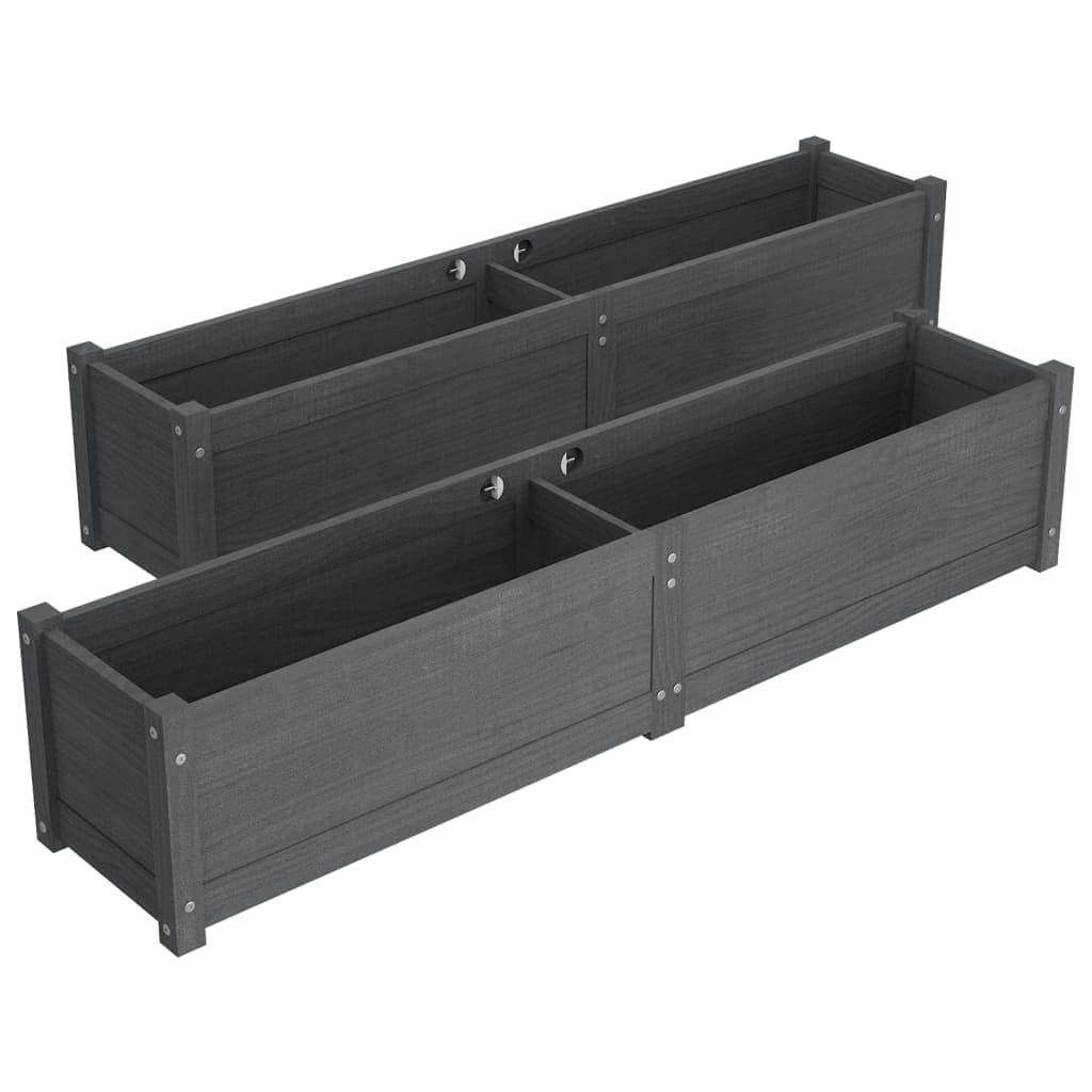 Plantenbakken Verhoogd 2 St 150X31X31 Cm Grenenhout Grijs