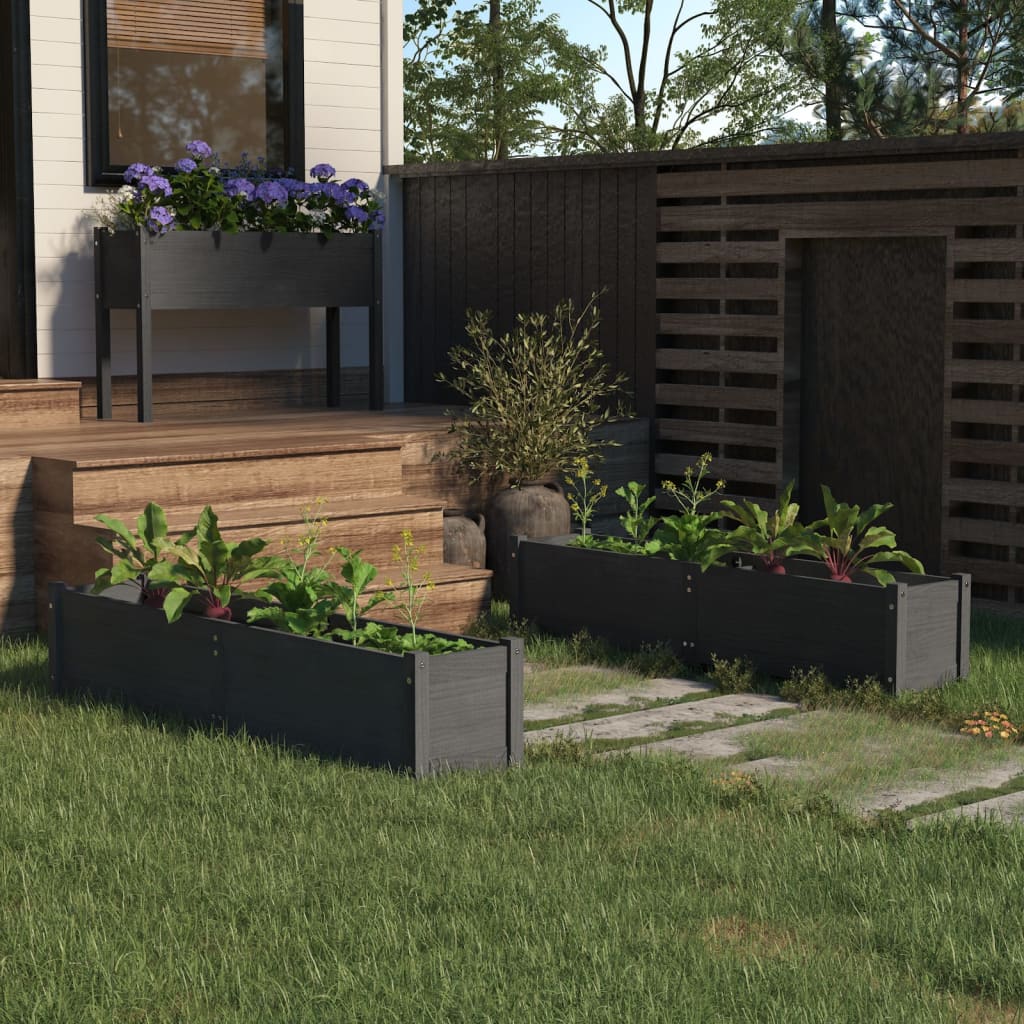 Plantenbakken Verhoogd 2 St 150X31X31 Cm Grenenhout Grijs
