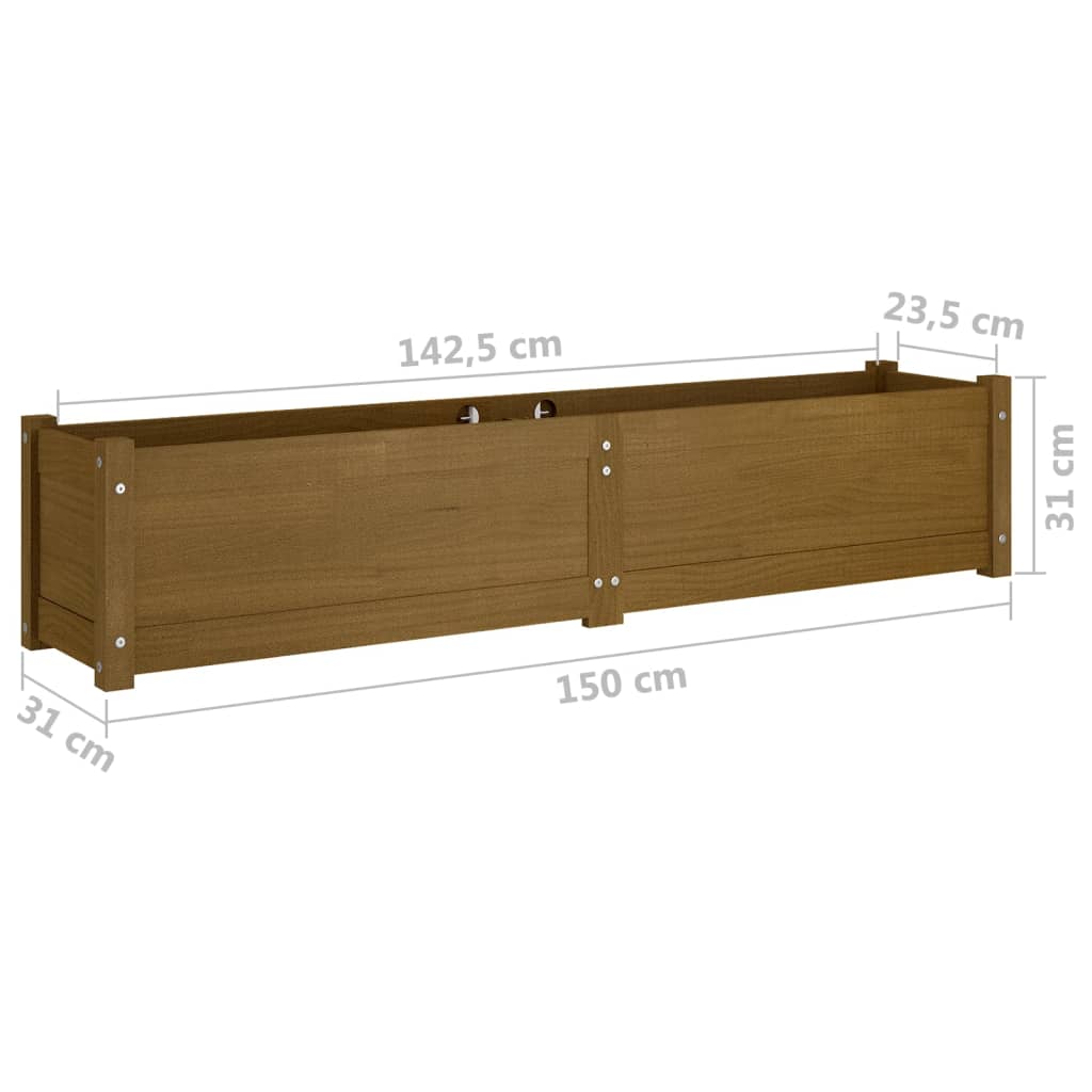 Plantenbak Verhoogd 150X31X31 Cm Massief Grenenhout Honingbruin