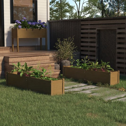 Plantenbakken Verhoogd 2 St 150X31X31 Cm Grenenhout Honingbruin