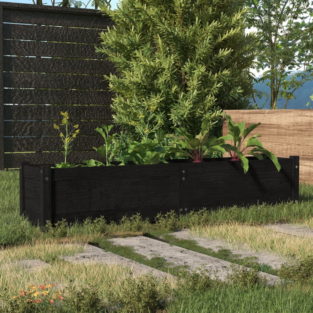 Plantenbak Verhoogd 150X31X31 Cm Massief Grenenhout Zwart