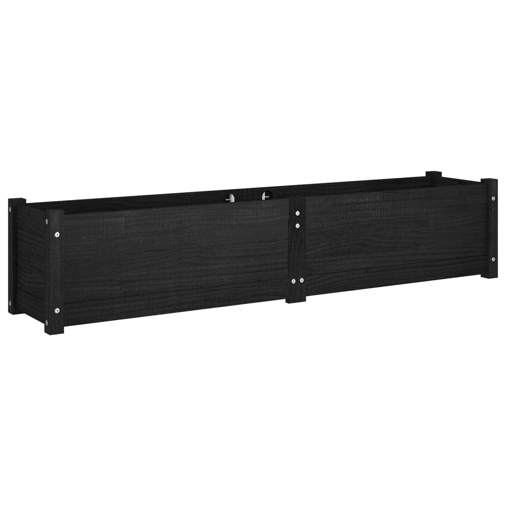Plantenbak Verhoogd 2 St 150X31X31 Cm Massief Grenenhout Zwart
