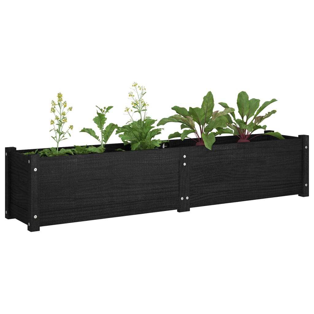 Plantenbak Verhoogd 2 St 150X31X31 Cm Massief Grenenhout Zwart