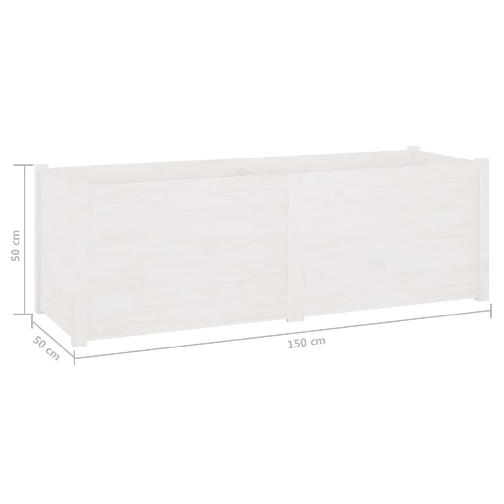 Plantenbak 150X50X50 Cm Massief Grenenhout Wit