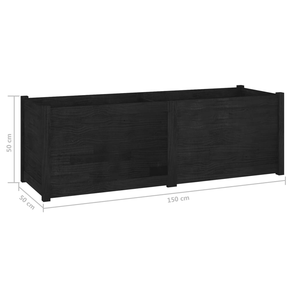 Plantenbak 150X50X50 Cm Massief Grenenhout Zwart