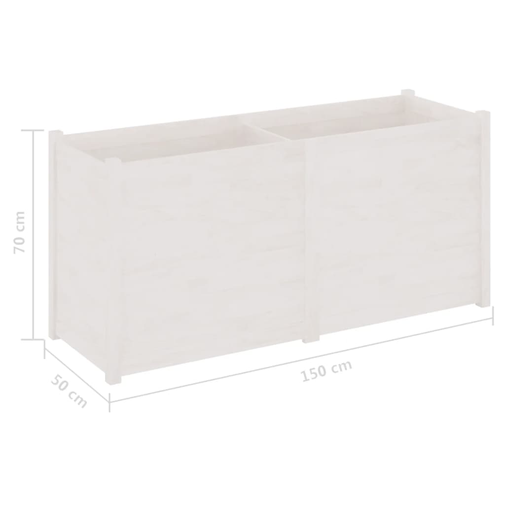 Plantenbak 150X50X70 Cm Massief Grenenhout Wit