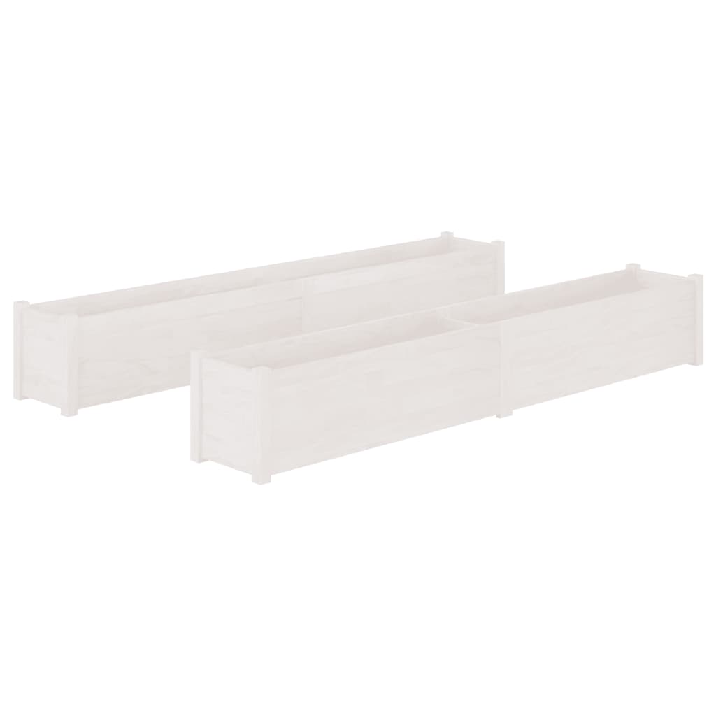 Plantenbakken 2 St 200X31X31 Cm Massief Grenenhout Wit