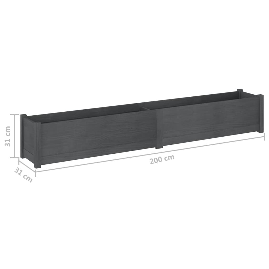 Plantenbak 200X31X31 Cm Massief Grenenhout Grijs