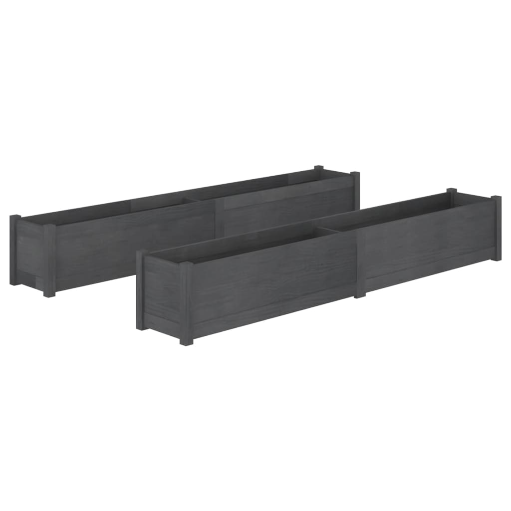 Plantenbakken 2 St 200X31X31 Cm Massief Grenenhout Grijs