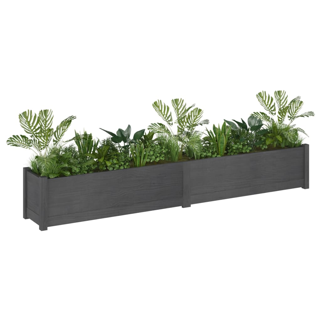 Plantenbakken 2 St 200X31X31 Cm Massief Grenenhout Grijs