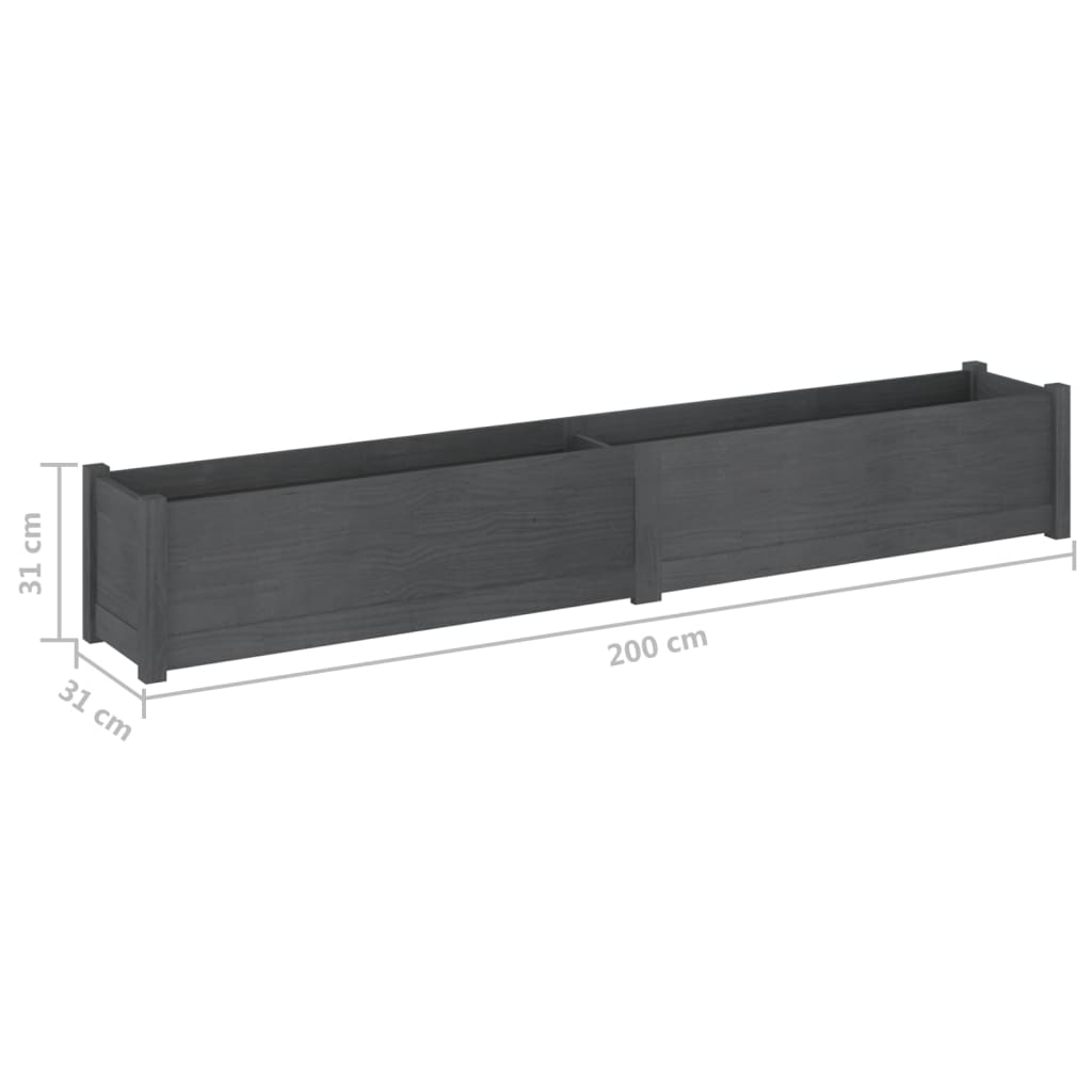 Plantenbakken 2 St 200X31X31 Cm Massief Grenenhout Grijs