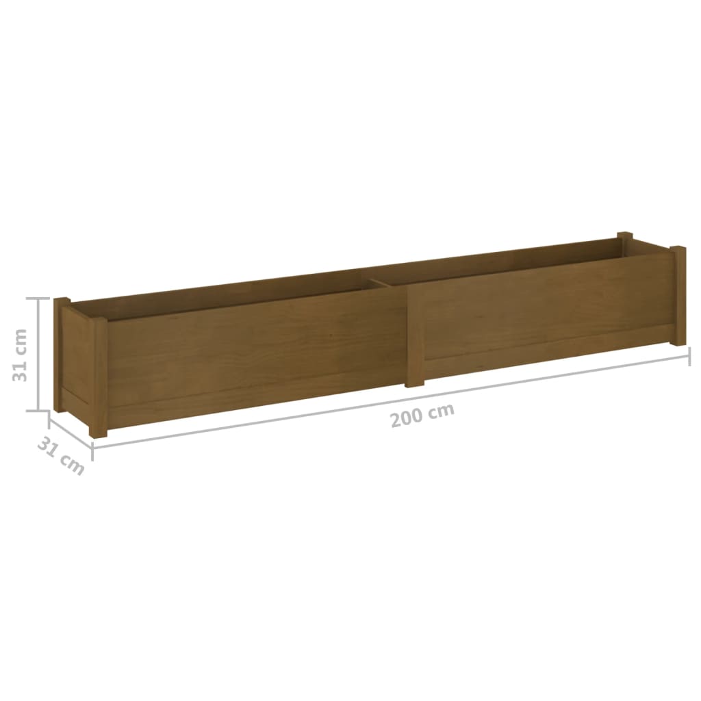 Plantenbakken 2 St 200X31X31 Cm Massief Grenenhout Honingbruin