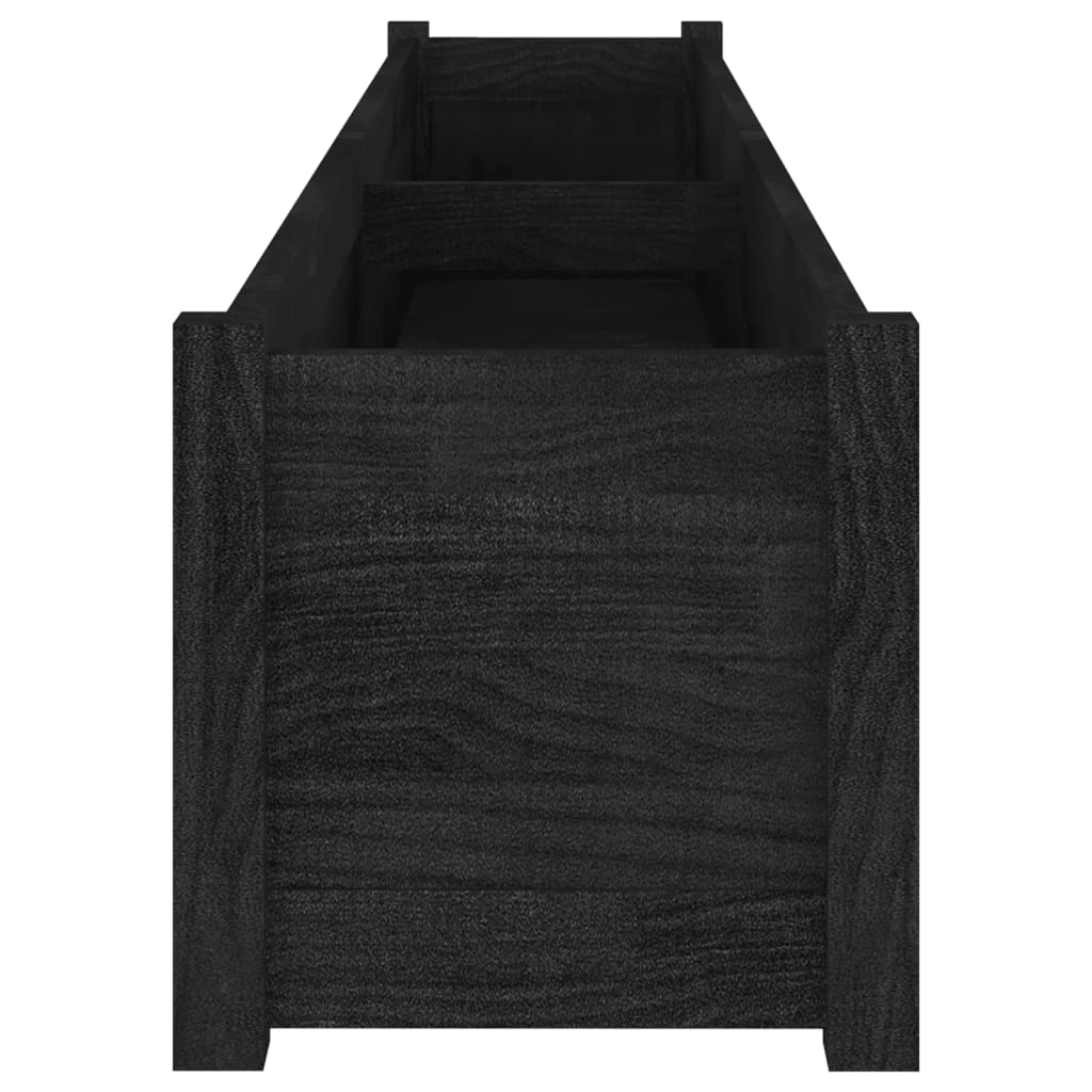 Plantenbak 200X31X31 Cm Massief Grenenhout Zwart