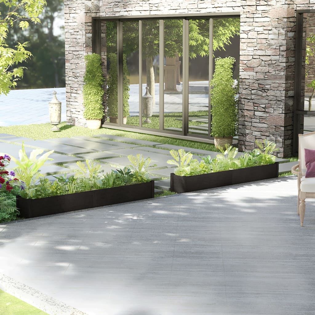 Plantenbakken 2 St 200X31X31 Cm Massief Grenenhout Zwart