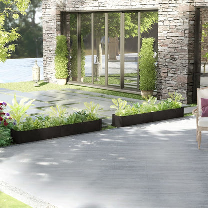 Plantenbakken 2 St 200X31X31 Cm Massief Grenenhout Zwart