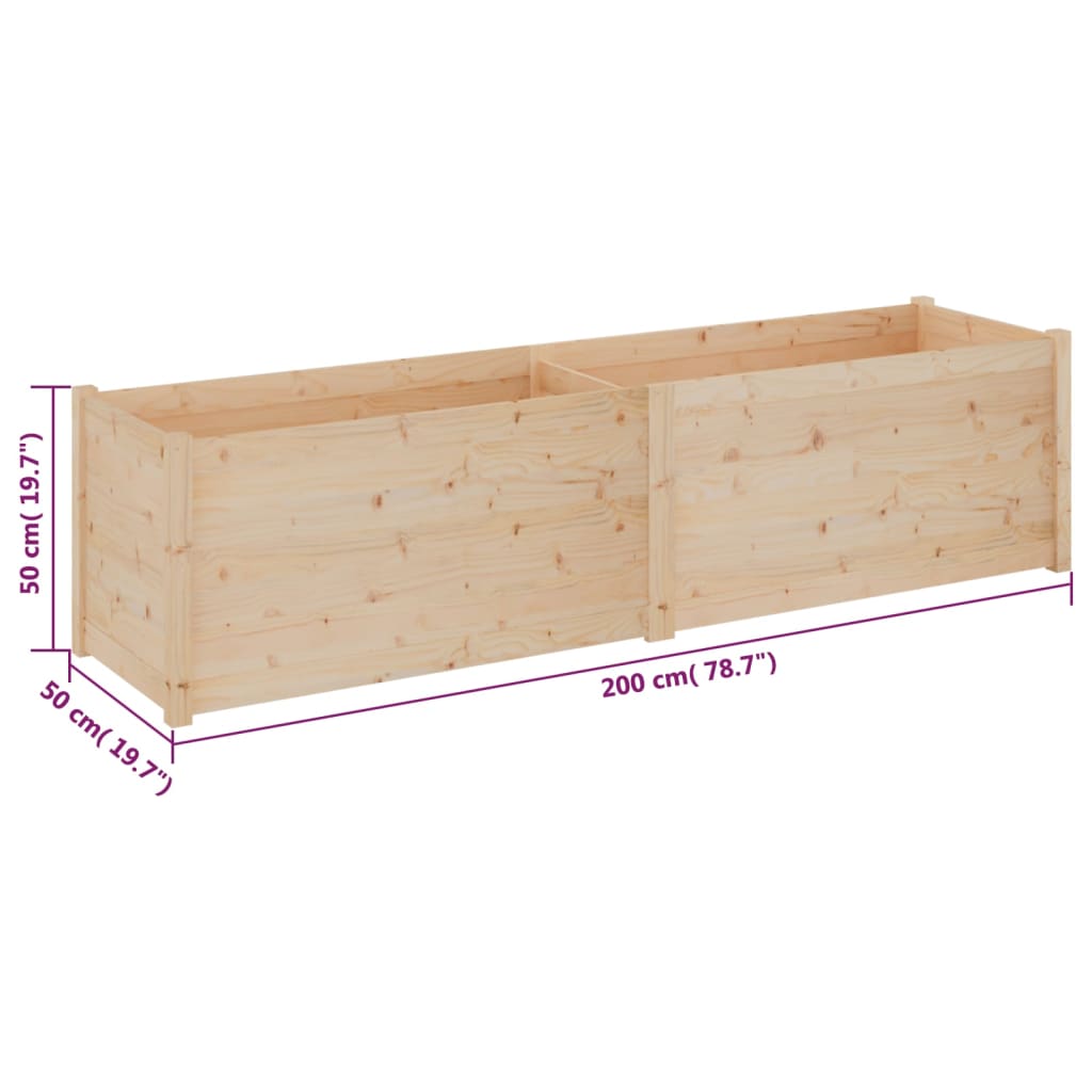 Plantenbak 200X50X50 Cm Massief Grenenhout